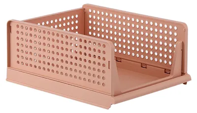 Produktbild von Stapelbarer Aufbewahrungskorb aus Kunststoff, große offene Schublade, Kleiderschrank, Stoffbehälter für Schlafzimmer, Wohnzimmer, Rosa