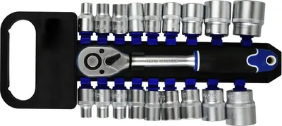 Produktbild von 18 tlg Steckschlüsselsatz Ratschenschlüssel 8-32mm 1/2" Knarre CrV Ratsche G103