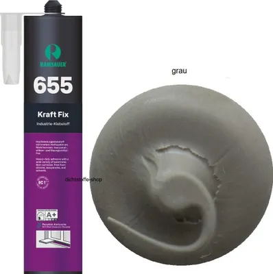Produktbild von Ramsauer 655 Kraft Fix 1K Hybrid Klebstoff 450g Kartusche grau