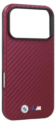Produktbild von Handyhülle BMW M Carbon Metal Logo MagSafe für iPhone 18 Pro / 17 Pro, Dunkelrot