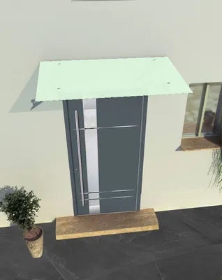 Produktbild von Glaszentrum Hagen - 120x90 cm Vordach für Weichglas - NeTransparent inkl. Stahlgriff