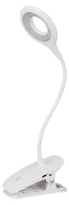 Produktbild von LED-Leselampe mit Klemmbefestigung, flexibler Hals, USB-aufladbar, für E-Reader, zum Lernen und Arbeiten, Weiß