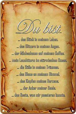 Produktbild von Blechschild Spruch 20x30cm Du bist Glück in meinem Leben