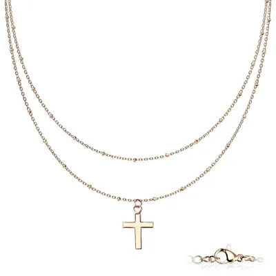 Produktbild von Layer Kette Kreuz Rose Gold