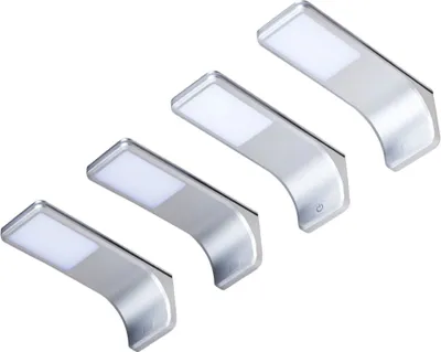 Produktbild von kalb | LED Unterbauleuchte, flach dimmbar mit Touch-Schalter, silbergrau 4er Set neutralweiß