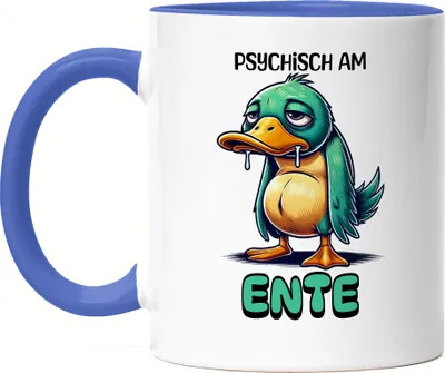 Produktbild von Psychisch am Ente Tasse blau lustig Humor Ente witziges Geschenk Idee