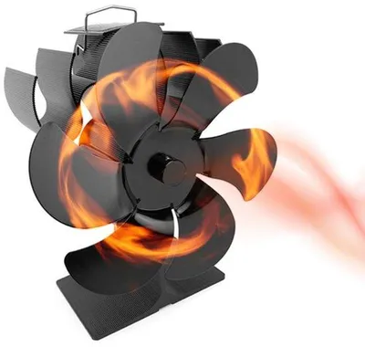 Productafbeelding van Kachelventilator - Energiebesparing - Ventilator voor houtkachels - Accessoires voor centrale verwarming - zwart - compact