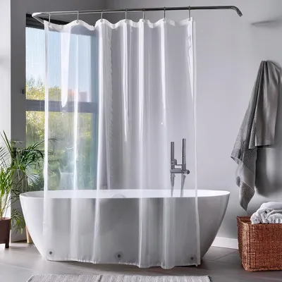 Immagine prodotto di Tenda da doccia PEVA trasparente 180x180 cm Occhielli in acciaio inox 3 magneti Impermeabile e leggera
