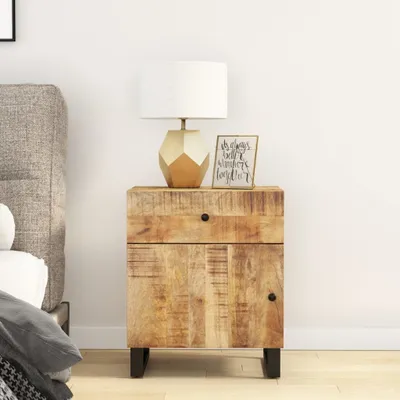 Productafbeelding van vidaXL Nachtkastje, 50x33x60 cm, massief mangohout en houtvezelplaat
