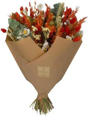 Produktbild von Trockenblumen Strauß Orange 4er Set 60cm handgebunden Blumenstrauß nachhaltig