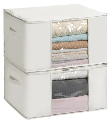 Produktbild von Famanu Aufbewahrungstaschen mit Reißverschluss und Sichtfenster - Beige, 2-Pack