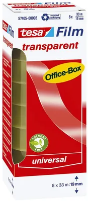 Produktbild von TESA 57405, 33 m, Transparent, Polypropylen (PP), Karton, Papier, 19 mm, 8 Stück(e)