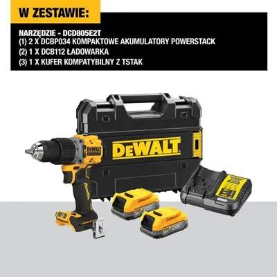 Produktbild von DeWalt DCD805E2T-QW Akku-Schlagbohrschrauber, inkl. 2x 18V/1,7Ah Akku