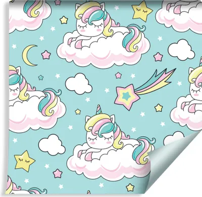 Produktbild von 10m VLIES TAPETE Rolle Kinderzimmer Einhorn und Sternschnuppe XXL