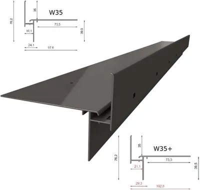 Produktbild von Renoplast Aluminium Traufprofil W35+ Belüftungsboden, Profil 200cm, Graphit