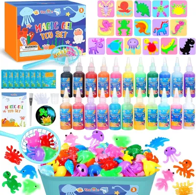 Immagine prodotto di Set di gioco con gel colorato a base d'acqua, 22 colori, 16 forme, per bambini dai 3 anni in su, giocattolo tridimensionale