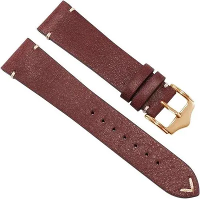 Productafbeelding van Horlogeband Rundleer - Bandje Leer - Horloge Vervangen - Gematteerd Afwerking - 18-24 mm - Bruin