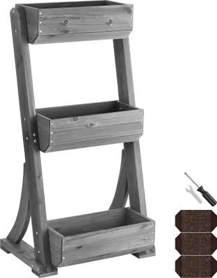 Produktbild von tectake® Vertikalbeet Flora 3 Etagen inklusive Pflanzvlies, 60 x 49 x 140 cm