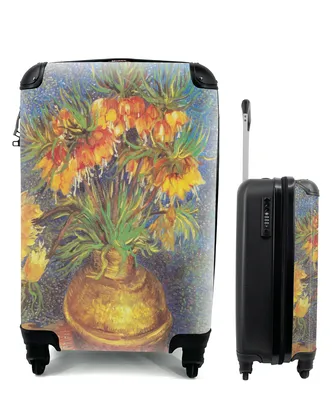 Produktbild von MuchoWow® Koffer Handgepäck Trolley Rollkoffer Kleine Reisekoffer mit 4 Rollen - Kaiserkronen in einer Kupfervase - Vincent van Gogh - Cabin Size < 55x40x23 cm & 55x40x20 cm - Fotokoffer - Kabinenkoffer - Boardgepäck - Reise-Box - Reisekoffer - Reisegepäck - Koffer mit Bild - Trolley für Kinder