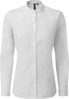 Image de Premier - chemise formelle col papy pour femme PC4926 (L) (Blanc)