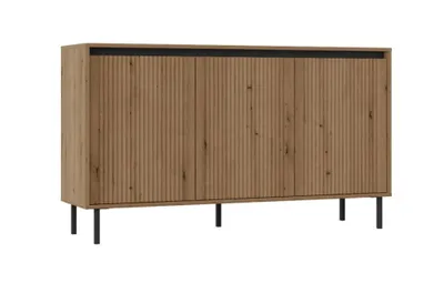Image de Commode trois portes TIRIL - Evoque chêne / noir