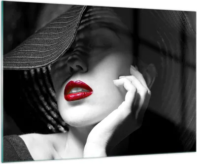 Produktbild von Bilder auf glas - Frau Gesicht Lippen - 100x70cm - Glasbilder - Wandbilder - Kunstdruck - zum Aufhängen bereit - Wanddekoration aus Glas - Glas Bilder - Wandbild auf Glas - Einteilig - GAA100x70-3618