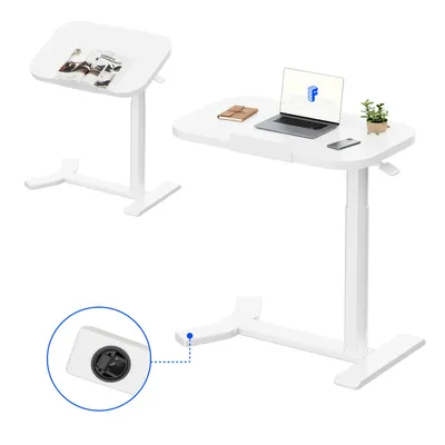 Produktbild von FLEXISPOT Beistelltisch Höhenverstellbar in C-Form, klappbarer Laptoptisch mit Rollen, 65–105 cm, Nachttisch, für Bett und Sofa, Weiß