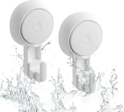 Produktbild von Saughaken Leistungsstarke Vakuum-Saughaken - Robuste Duschhaken, wasserdichte Saugaufhänger für Badezimmer, Küche, Handtücher, Bademäntel, Luffaschwämme, abnehmbare und wiederverwendbare Haken für Taschen und Mäntel (2er-Pack)