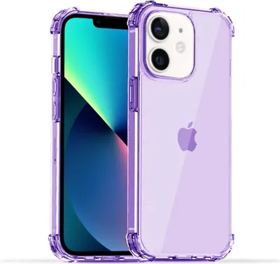 Image de Smartphonica iPhone 12 Mini transparent
  housse en silicone antichoc avec bumper - Violet