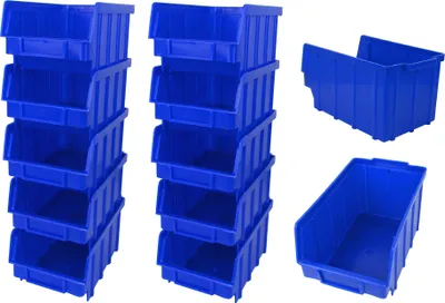 Produktbild von 10 Stück Sichtlagerkästen - Größe 3 - 13 cm x 25 cm x 14,5 cm – aus hochwertigem Kunststoff – einfach stapelbar – vielseitig einsetzbar