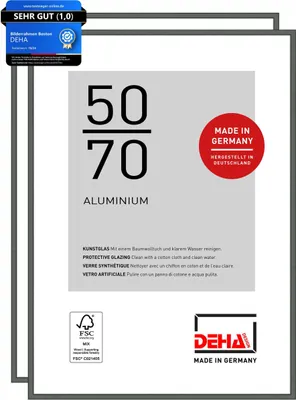 Produktbild von DEHA Design Bilderrahmen Boston (2er Set), 50x70 cm, Aluminium Contrastgrau