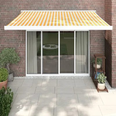 Image de VidaXL Auvent extensible 3x2,5 m tissu et aluminium jaune et blanc