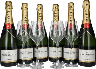 Produktbild von Moët & Chandon Champagne IMPÉRIAL Brut 12,5% Vol. 6x0,75l in Geschenkbox mit 6 Gläsern