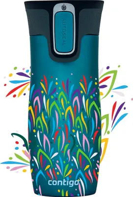 Zdjęcie produktu dla ContiGo! West Loop 2.0 kubek termiczny premium 470ml "Floresy" - Turkusowy