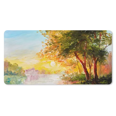 Produktbild von MuchoWow® Schreibtischunterlage Natur - Malerei - Baum - Wasser 80x40 cm - XXL Mauspad - Gaming Mauspad