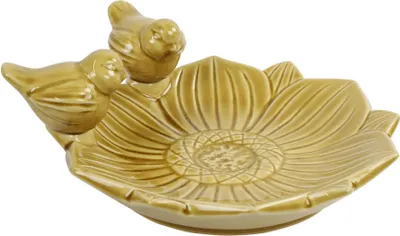 Produktbild von Vogelbad im Fleuri-Design, gelb, für den Garten, Maße ca. 27 x 26 x 10 cm
