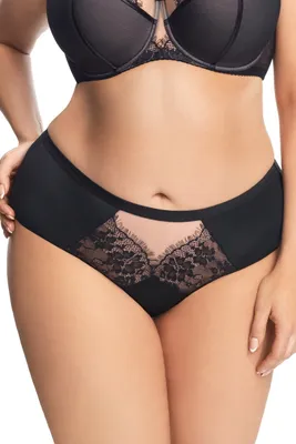 Produktbild von Gorsenia Dame Slip Unterhose Tüll Spitze Unterwäsche K649 Alicante, Schwarz, XL