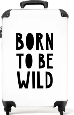 Produktbild von NoBoringSuitcases.com - Weißer Kinderkoffer: Born to be WILD! - Passt in 55x40x20 cm / 55x35x25 cm - Handgepäck-Rollkoffer - Trolley-Koffer auf Rollen für Baby/Kinder - Reisekoffer mit Rollen - Rollkoffer - Kindertrolley Mädchen - Koffer KinderHandgepäck Koffer 55x35x20 cm, 36L,
