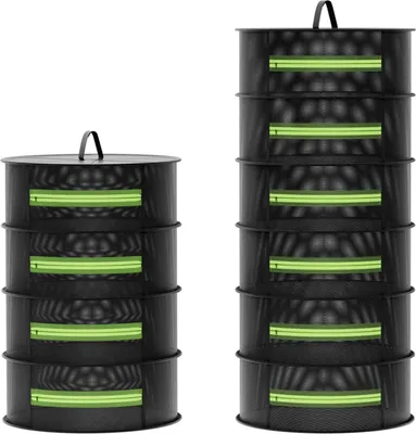 Obrázok produktu pre 6-vrstvový sušiak Φ60cm na sušenie v čiernej sieti - Skladací so zipsom - Sieť na sušenie byliniek, rastlín, rýb, mäsa a oblečenia