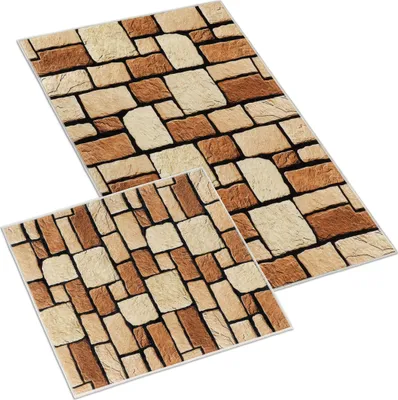 Produktbild von Badteppichset 3D 60x100+60x50cm ohne Design Steinfliesen