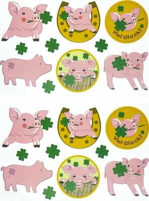 Produktbild von Oblique Unique Schweinchen Sticker Schweine Aufkleber Viel Glück für Kinder Geburtstag Verzierung Scrapbooking zum Basteln