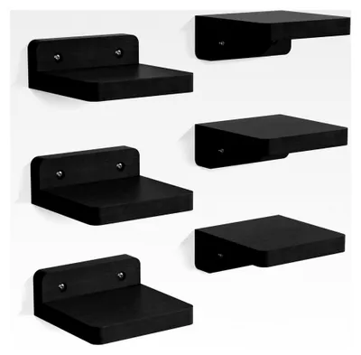 Produktbild von Kleines Wandregal Schweberegal 6er Set, 10cm Mini Regal Wandboard Hängeregal für Schlafzimmer, Wohnzimmer, Badezimmer, Küche (Schwarz)