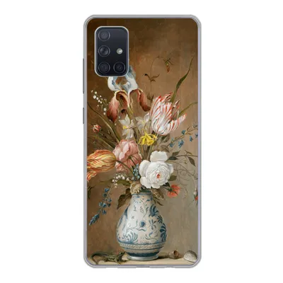 Produktbild von MuchoWow® Handyhülle Schutzhülle Hülle für Samsung Galaxy A71 Stilleben mit Blumen - Alte Meister - Malerei Silikon Softcase Handy Hülle - Kartenbesitzer
