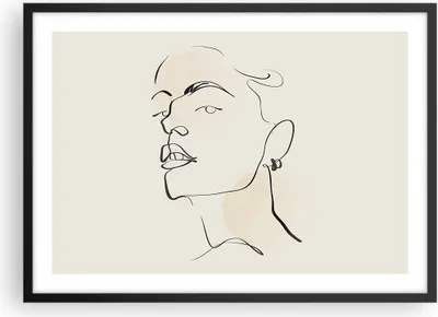 Produktbild von Gerahmtes Poster - Schwarzer Rahmen - Minimalismus Porträt Linie - 70x50 cm - Wand Bild - Wanddeko - Wandbilder - Kunstposter - Wandposter - Bilderrahmen - Bilder - Kunstdruck - P2BAA70x50-4815