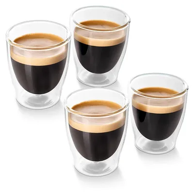 Produktbild von Tchibo 4er Espresso Gläser, Doppelwandig, Modernes Design, heiß und kalt