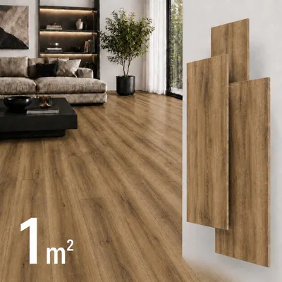 Produktbild von SPC Vinylboden 5mm Klick Vinyl wasserfest Holzoptik Bodenbelag mit Trittschalldämmung für Küche Bad Wohnzimmer, KI-generiertes Bild