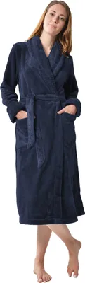 Produktbild von RAIKOU Bademantel aus weichem mit zwei aufgesetzten Taschen und Bindegš¹rtel, nachtblau, 36/38
