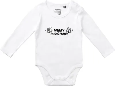 Produktbild von Huuraa Baby Body Merry Christmas Glocken 62 White  Baumwolle Fairtrade Langarmbody Geschenkidee