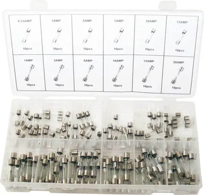 Produktbild von Glassicherungen Sortiment 0,25A - 20A Set Sicherung Gerätesicherungen 120-tlg.
