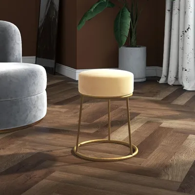 Produktbild von Runder Hocker Aprikose Samt - Hocker CC20403